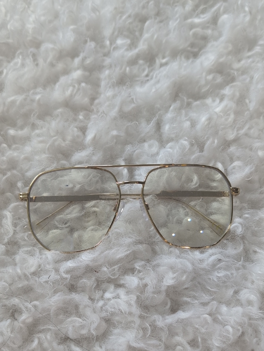 Gold Metal Aviator Glasses - Clear Lenses